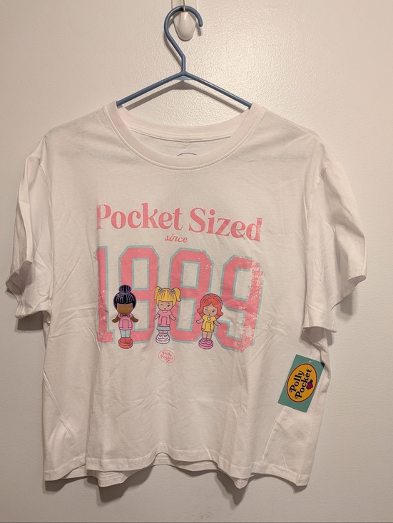 polly pocket Tops - Pocket Sized 1989 Graphic Tee - White & Pink